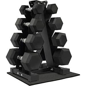 Prime Members: 100-Lbs Fitvids Rubber Hex Dumbbell Weight Set w/ Storage Rack $110 + Free S/H