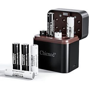 8-Pk CHICNOD Rechargeable AA & AAA Lithium Batteries w/ 8-Slot USB-C Charger $7.50