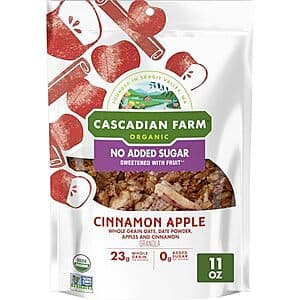 11-Oz Cascadian Farm Organic No Added Sugar Granola (Cinnamon Apple) $24.10 w/ Subscribe & Save + Free S/H