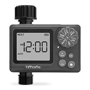 Tiffcofio Programmable Water Volume Control Sprinkler Timer w/ Water Meter $12.50