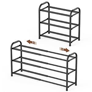 3-Tier Gonfoam Expandable 17.7" to 32.5" Metal Shoe Rack (Black) $11.50