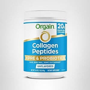1-Lb Orgain Hydrolyzed Collagen Peptides + Prebiotic & Probiotics Powder 2 for $25.80 w/ Subscribe & Save