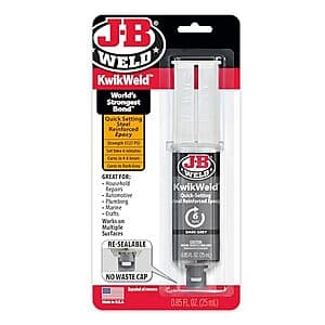 J-B Weld 25ml KwikWeld Steel Reinforced Epoxy Syringe Kit (Dark Grey, 50176) $5