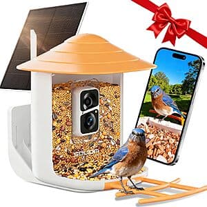 Soliom 3W Solar Powered Bird Feeder w/ Camera & AI Species Identifier $39 + Free Shipping