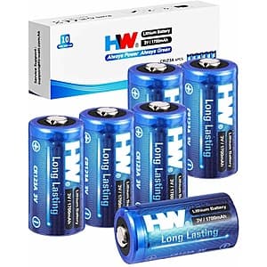 6-Pk HW CR123A 3V 1700mAh High Capacity Lithium Batteries $4.05 w/ S&S