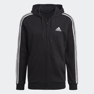 adidas Men's Essentials French Terry 3-Stripes Full-Zip Hoodie (Black / White) $13.60 + Free Shipping