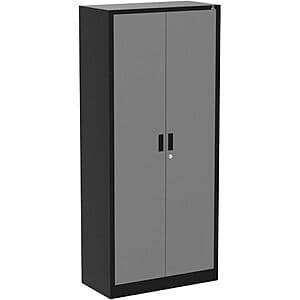 Pre-Order: 71" Fedmax Locking Metal Garage Storage Cabinet (Black W/ Silver Doors) $88.60 + Free Shipping