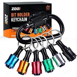 6-Piece ZOOI 1/4" Hex Shank Bit Holder Keychain $5