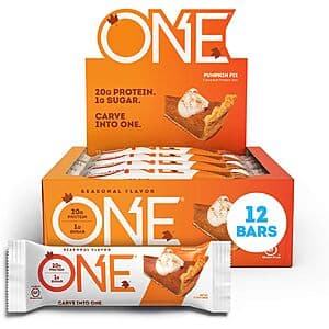 12-Pack 2.12-Oz ONE Gluten-Free 20g Protein Bars (Pumpkin Pie) $8.75