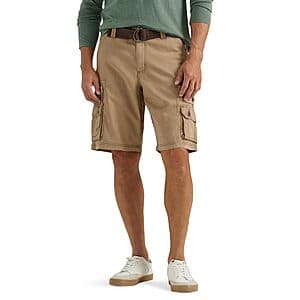 Lee Men's Dungarees New Belted Wyoming Cargo Shorts (Warm Bronze or Gray Plaid) $13.80