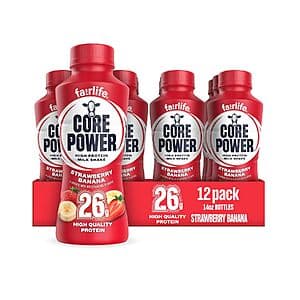 12-pk 14-oz Core Power Fairlife 26g Protein Milk Shakes (Strawberry Banana) $30.75 w/ S&S