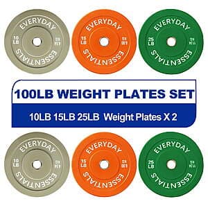 100-Lb BalanceFrom Bumper Weight Plate Colored Set (25-Lb + 15-Lb + 10-Lb Pairs) $59 + Free Shipping