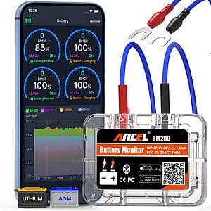 ANCEL BM200 Bluetooth 12V Car Battery Load Tester & Monitor $18