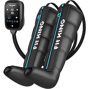 Fit King cordless leg massager with five distinct massage zones, designed for lower limb recovery and therapy.