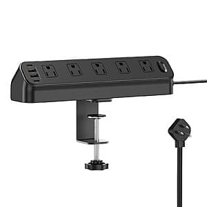 BEVA Desk Clamp Power Strip w/ 6' Cord, 10 Outlets, 2x USB-A & 2x USB-C $18