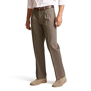 Dockers Men's Classic Fit Signature Lux Cotton Khaki Stretch Pants (Dark Pebble) $17.50