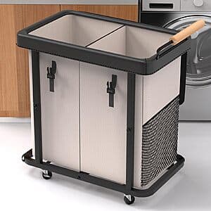 50-Gal Kunlabori Rolling Laundry Hamper w/ Metal Frame & Handle & 2 Sections $30 + Free S&H