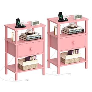 2-pk Lerliuo 3-Tier Storage End Table Set w/ Charging Station (various) from $25 + Free S&H