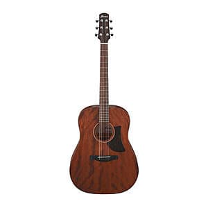 Ibanez AAD140 Advanced 6-string acoustic guitar with open pore natural finish showing the full body and neck of the instrument.