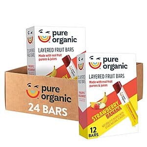 2-Pack 12-Count 0.52-Oz Pure Organic Layered Fruit Bars (Strawberry Banana) $9 w/ Subscribe & Save