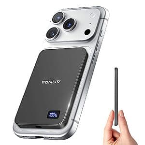 5000mAh VONUV 15W Magnetic Wireless Slim Power Bank (Various) $14