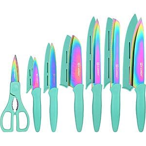 13-Pc KATISUN Stainless Steel Kitchen Knife Set w/ Blade Guards & Scissors $13