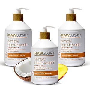3-Pack 16.9-Oz Raw Sugar Simply Liquid Hand Wash Soap (Raw Coconut + Mango) $7.45