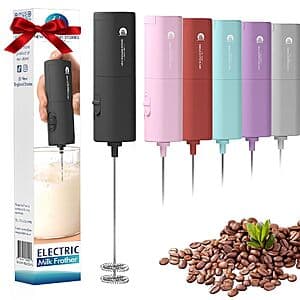 Handheld Mini Whisk Frother w/ Self-Stand (Black) $4