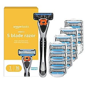 Prime Members: 17-Pc Amazon Basics 5-Blade Men's Razor (Handle + 16 Cartridges) $14 w/ Subscribe & Save + Free S&H