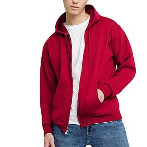 Hanes Men's Full-Zip Eco-Smart Hoodie (Deep Red) $10 & More