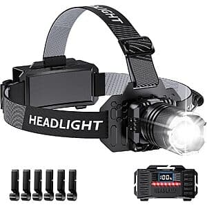 SWZA Rechargeable 90° Adjustable Headlamp w/ 3-Modes & Motion Sensor $12.60 + Free S&H