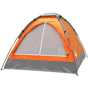 Wakeman Outdoors 2-Person Camping Tent w/ Rain Fly & Carrying Bag (Orange/Gray) $14.60