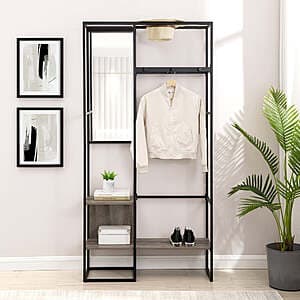 36" Walker Edison Bryant Modern Metal and Wood Hall Tree (Grey Wash) $22.10 + Free S&H