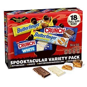 18-Count Spooktacular Full Size Candy Bar Variety Pack (Butterfinger & CRUNCH) $15.25