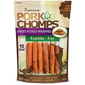 12-ct Pork Chomps Baked Pork Skin Dog Chews (5" Mini Twists) $3.40 w/ Autoship & Save