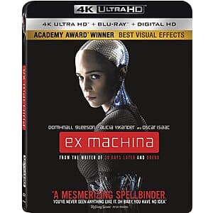 Ex Machina (4K UHD + Blu-ray) $13