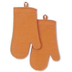 KitchenAid Ribbed Soft Silicone Oven Mitt 2-Pack Set, Honey, 7.5"x13" $9.04
