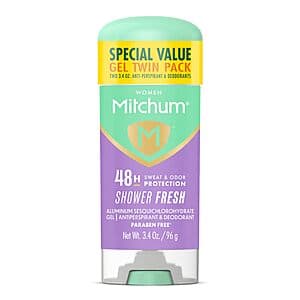 2-Count 3.4-Oz Mitchum Women's Antiperspirant Deodorant (Shower Fresh) $4 w/ Subscribe & Save