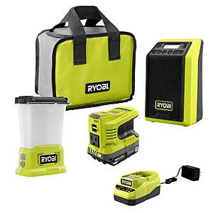 3-Tool RYOBI ONE+ Cordless Kit w/ Radio, Area Light, Power Inverter, 2.0Ah Battery $63 + Free Shipping