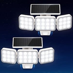 2-Pack 3500-LM WdtPro Solar LED Outdoor Motion Sensor Floodlight $16.90