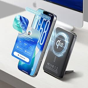 LISEN 10000mAh Qi2 15W MagSafe Power Bank + 30W PD w/ 1' USB-C Cable $17.50