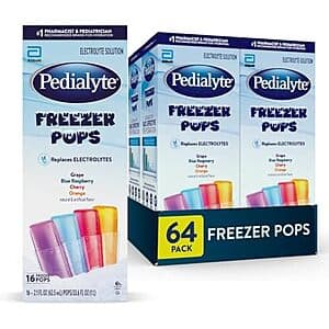 64-Pk Pedialyte Electrolyte Solution Freezer Pops (4 Flavor Variety) $11.35 w/ S&S