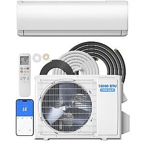 Feelfunn 18000 BTU Mini Split AC / Heating System (1250 Sq. Ft.) $550 + Free S&H