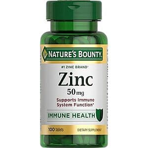 100-Ct 50mg Nature's Bounty Zinc Tablets Dietary Supplement $2.10 w/ S&S