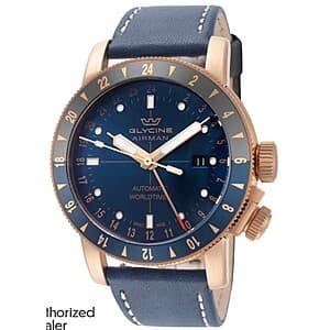 44mm Glycine Airman Contemporary Bronze GMT Automatic Men's Watch $649 + Free S&H