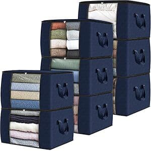 Prime: 8-pk Fab Totes 60L Fabric Storage Bags w/ Lids (Blue) $12.80 + Free S&H
