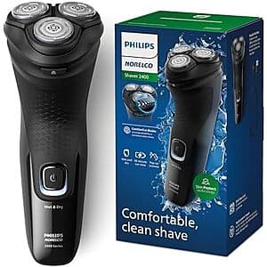 Philips Norelco 2400 Series Wet & Dry Rotary Shaver (Deep Black) $28