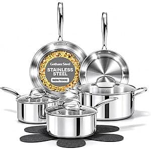 10-Pc Gotham Steel Tri Ply Stainless Steel Cookware Set $64.05 + Free S&H