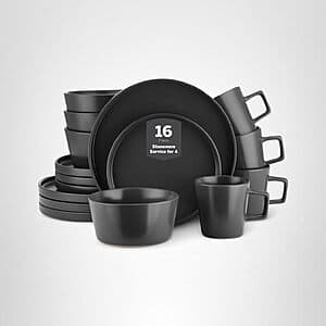 16-Piece Stone Lain Celina Service for 4 Stoneware Dinnerware Set (Black Matte) $29.10