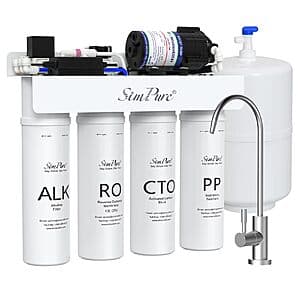 SimPure Reverse Osmosis Under Sink Water Filter System (Alkaline or Near 0 TDS) $100.30 + Free Shipping